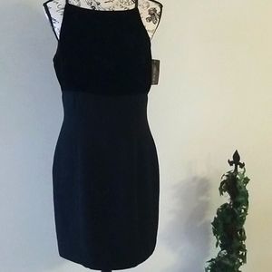 Black velvet fitted cocktail dress